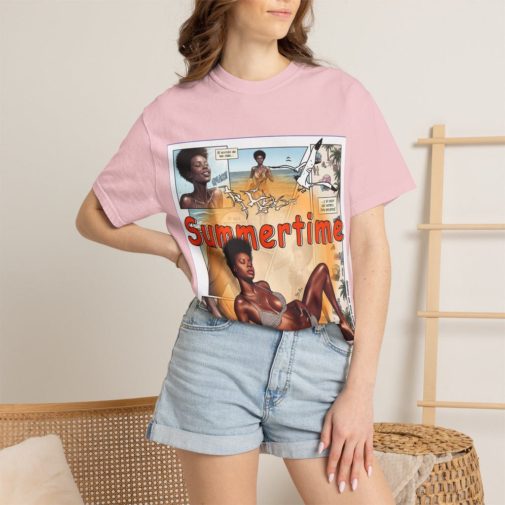 Summertime Retro Beach T-shirt — Vintage Comic Pinup Design