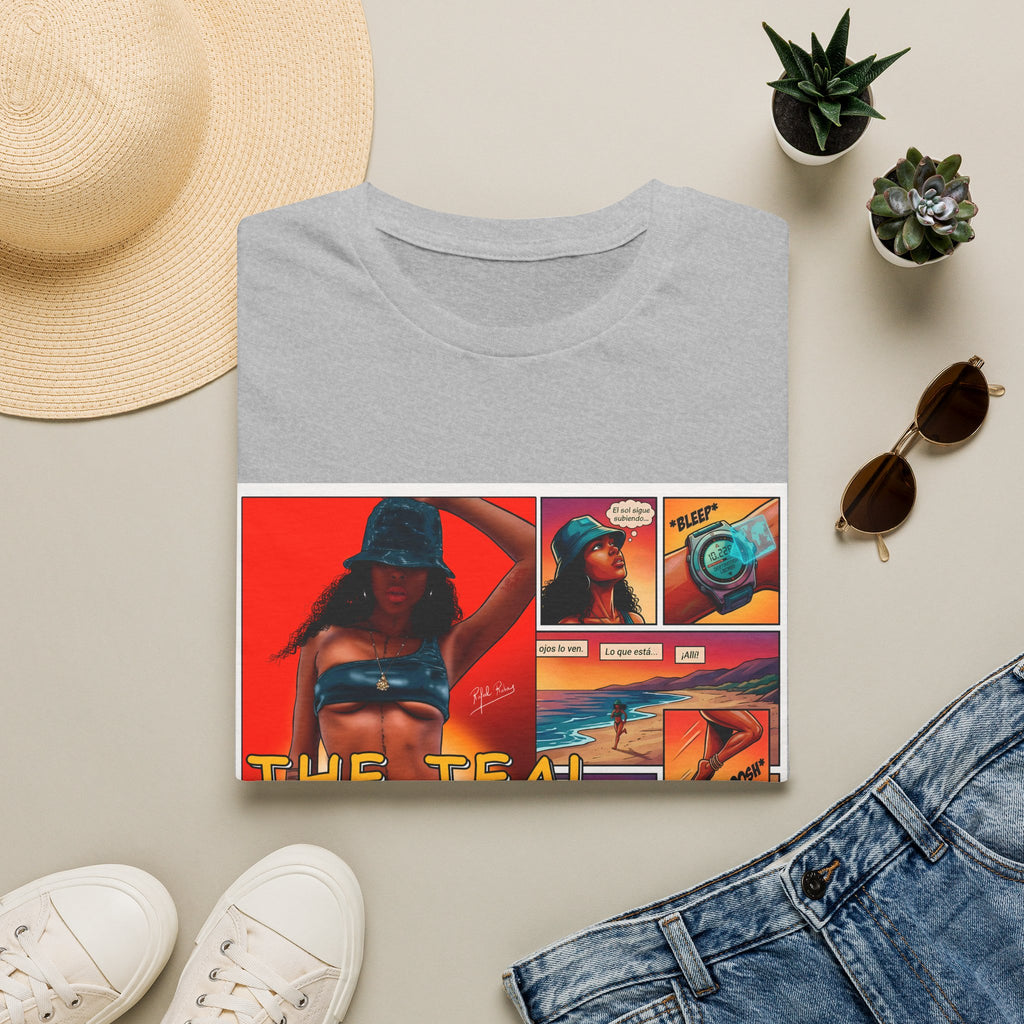 Graphic T-Shirt — "The Teal Chronicles" Retro Comic Surf Art