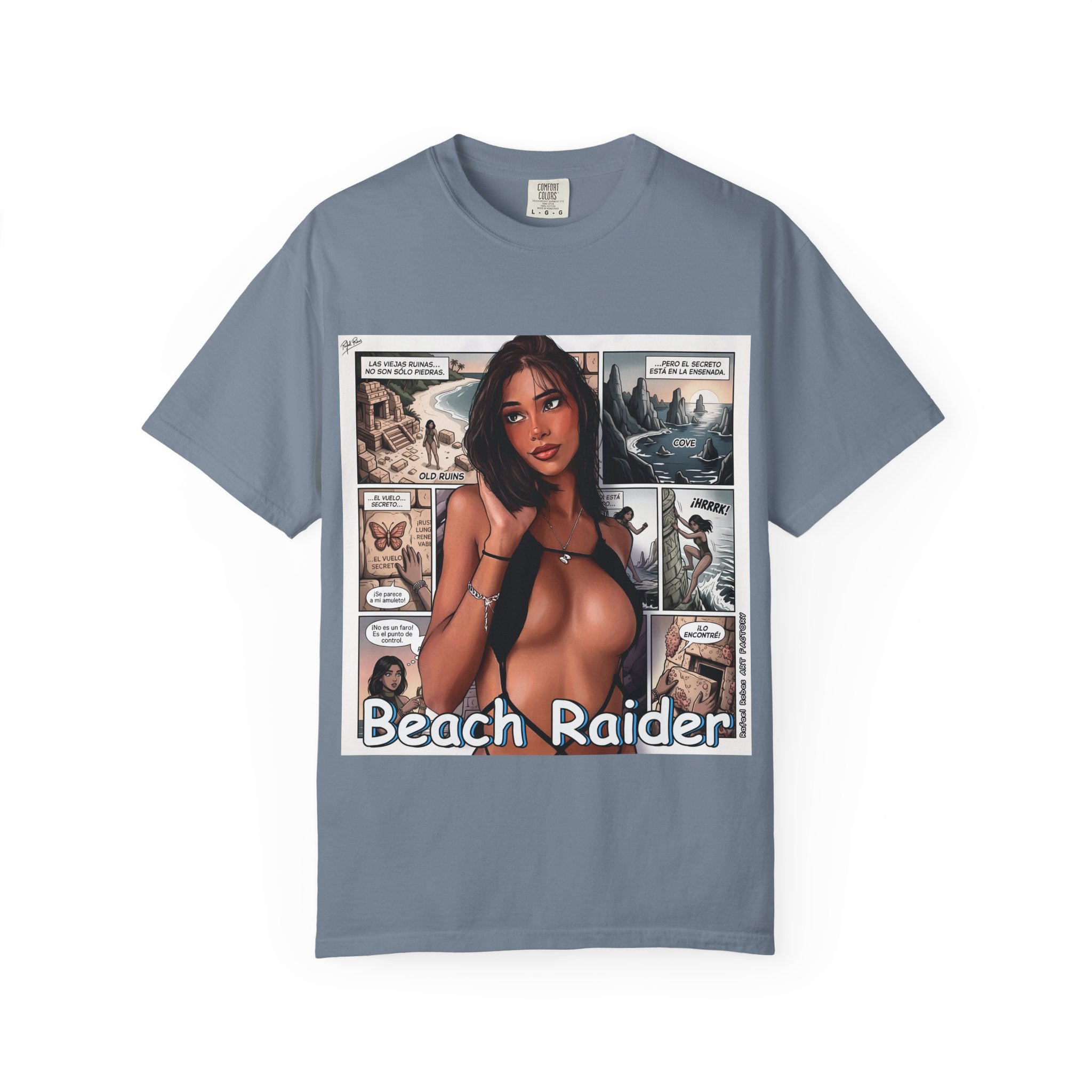 Graphic Tee — "Beach Raider" Pinup Comic Art T-Shirt