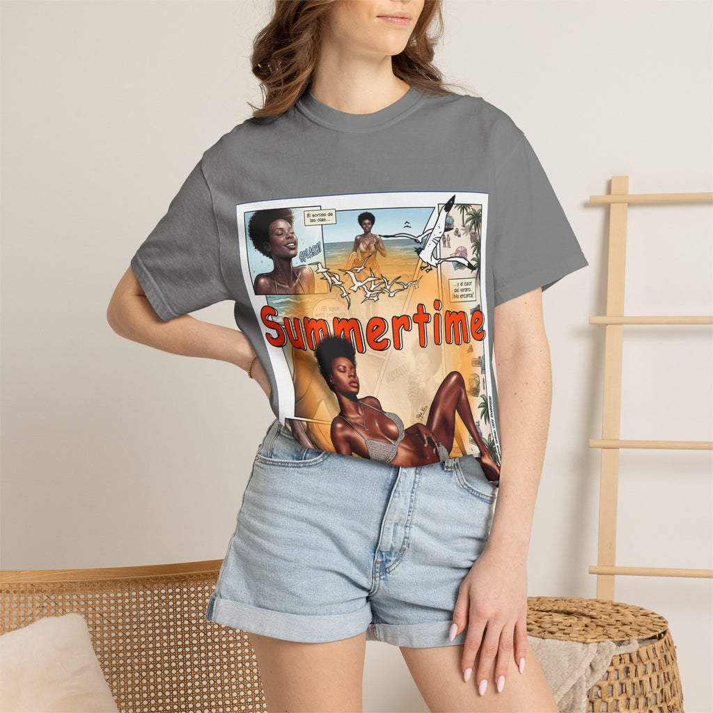 Summertime Retro Beach T-shirt — Vintage Comic Pinup Design