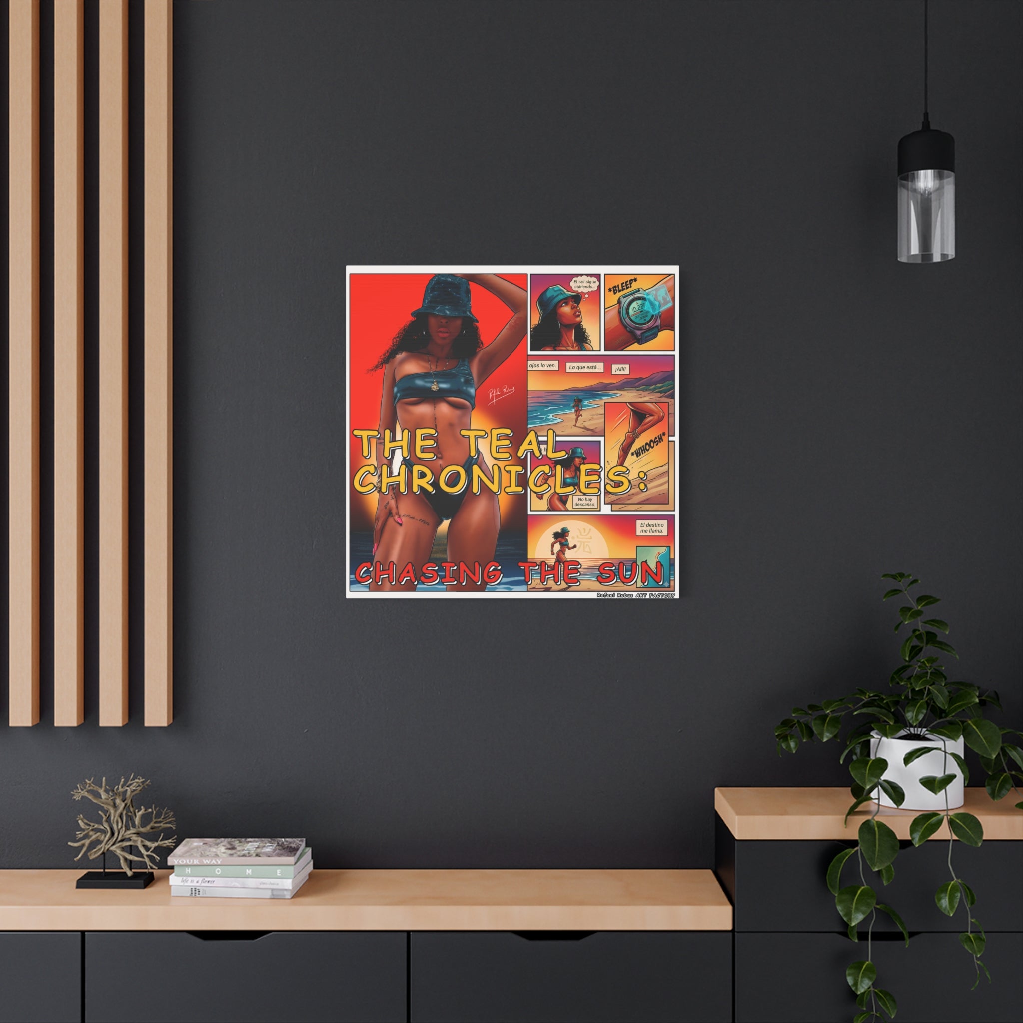 The Teal Chronicles Canvas Print — Pop Art Beach Comic Wall Art