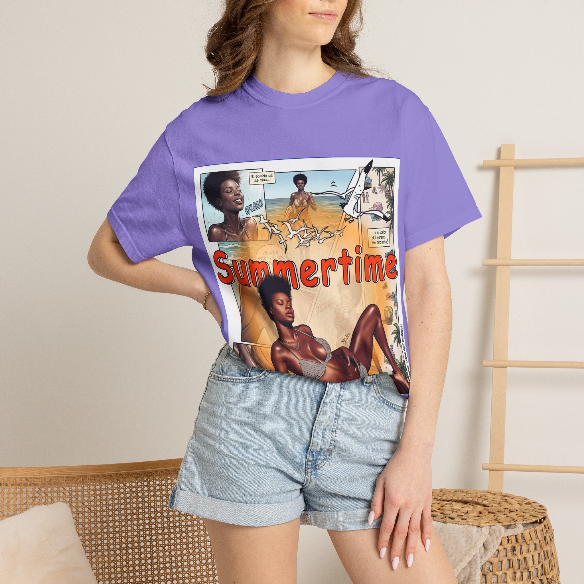 Summertime Retro Beach T-shirt — Vintage Comic Pinup Design