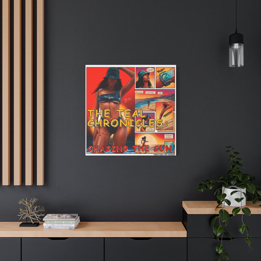 The Teal Chronicles Canvas Print — Pop Art Beach Comic Wall Art