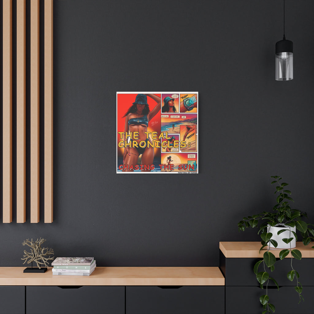 The Teal Chronicles Canvas Print — Pop Art Beach Comic Wall Art