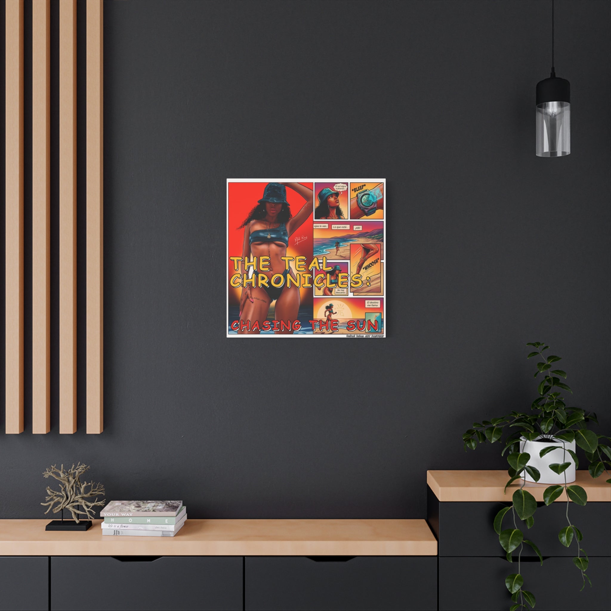 The Teal Chronicles Canvas Print — Pop Art Beach Comic Wall Art