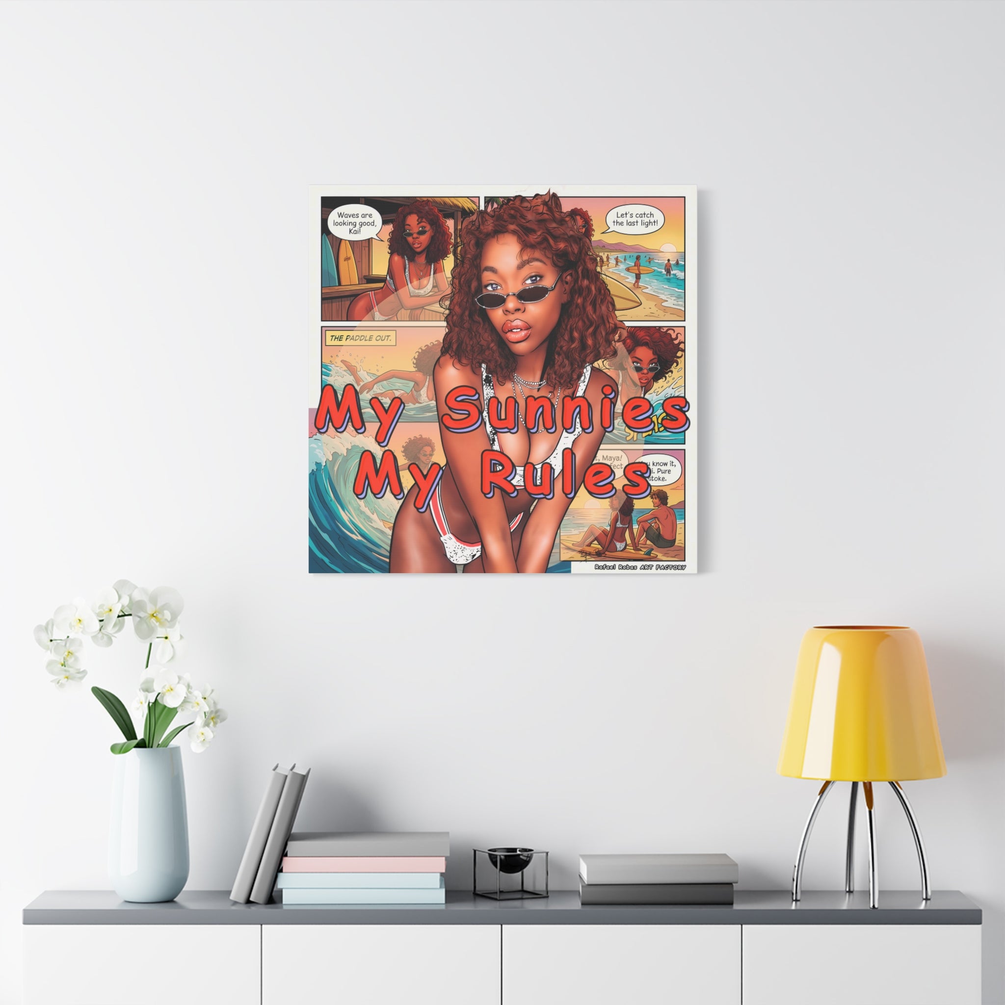 Canvas Wall Art — "My Sunnies My Rules" Beach Comic Print