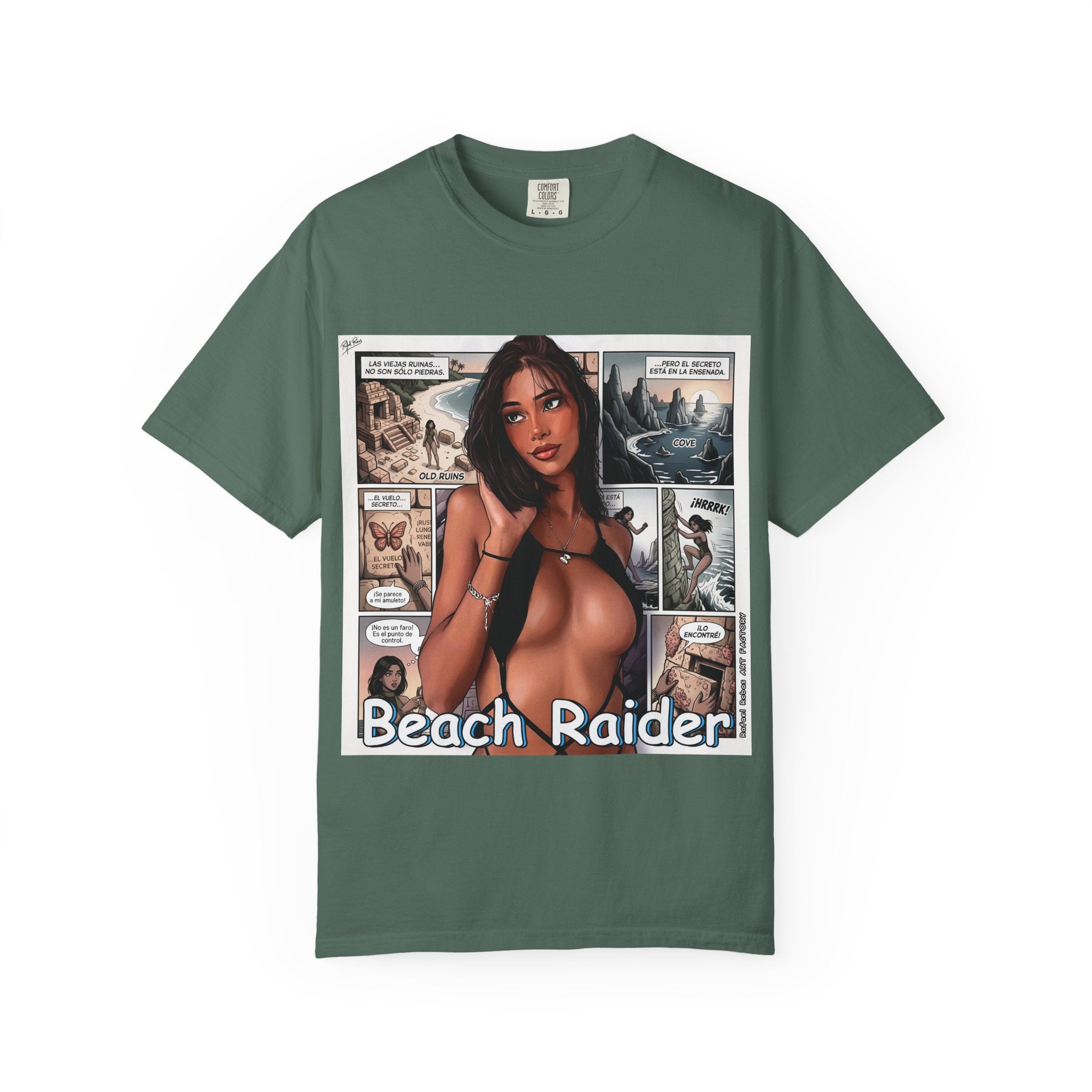 Graphic Tee — "Beach Raider" Pinup Comic Art T-Shirt