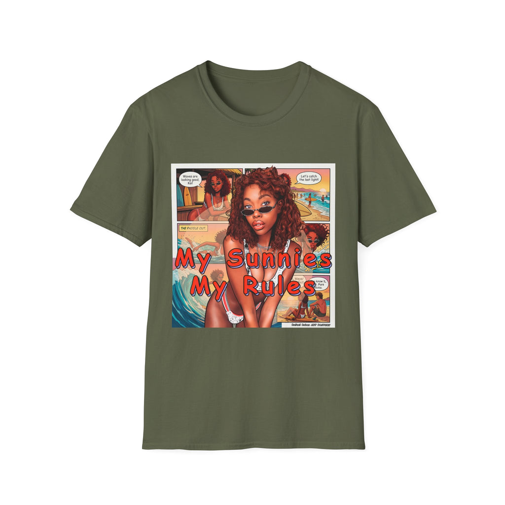 Graphic T-Shirt — "My Sunnies My Rules" Retro Comic Beach Vibe