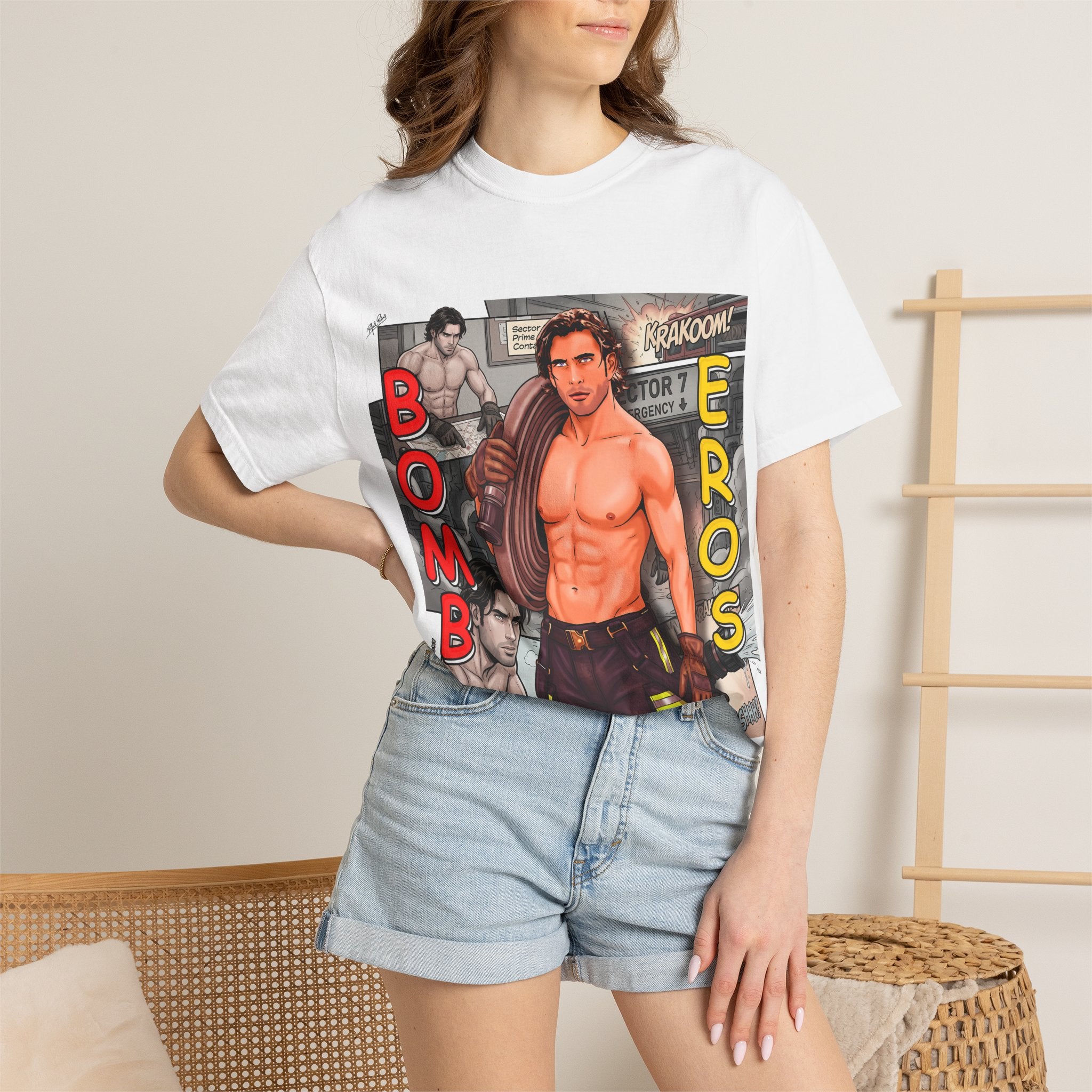 Bomb Eros Graphic T-Shirt — Vintage Comic Muscle Art