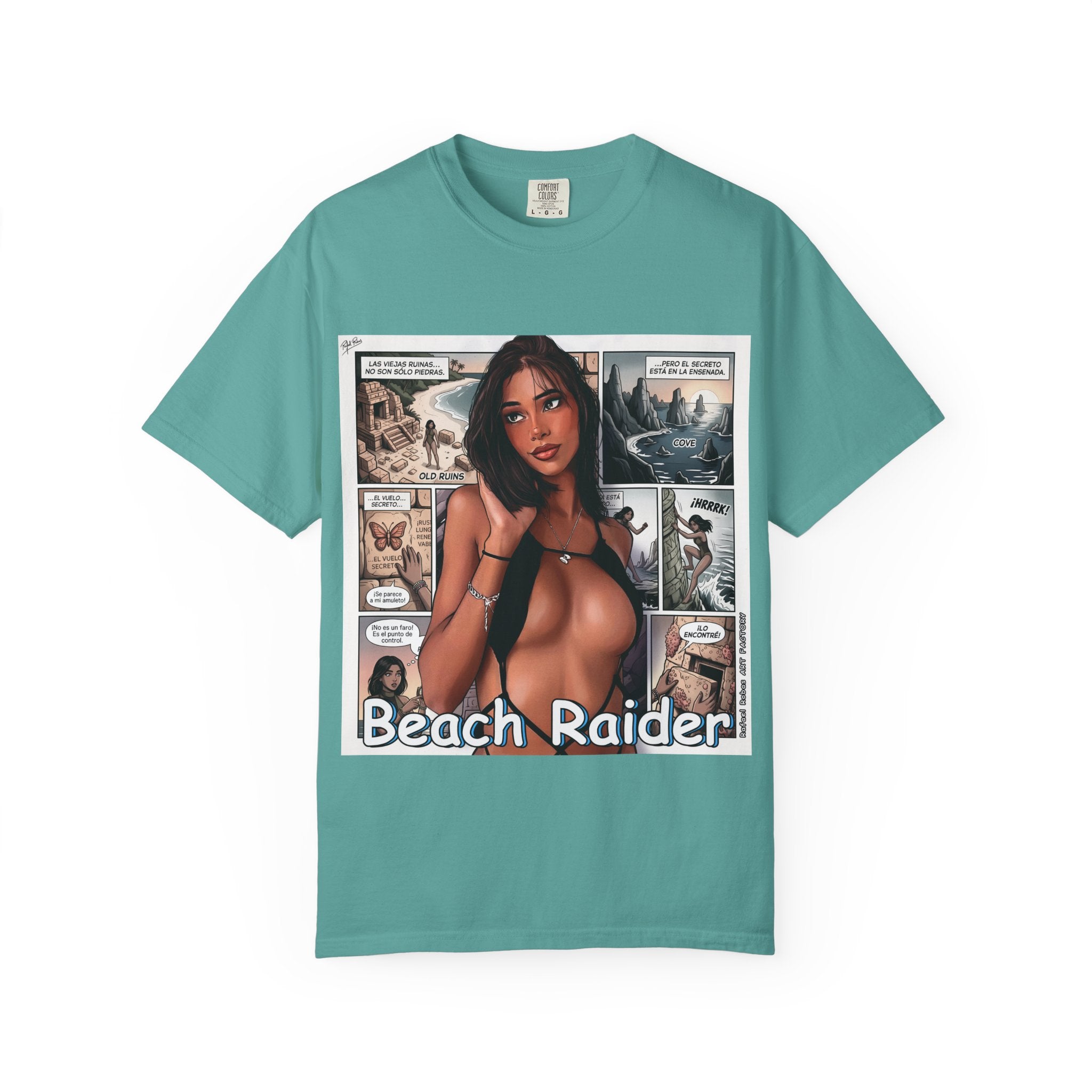 Graphic Tee — "Beach Raider" Pinup Comic Art T-Shirt