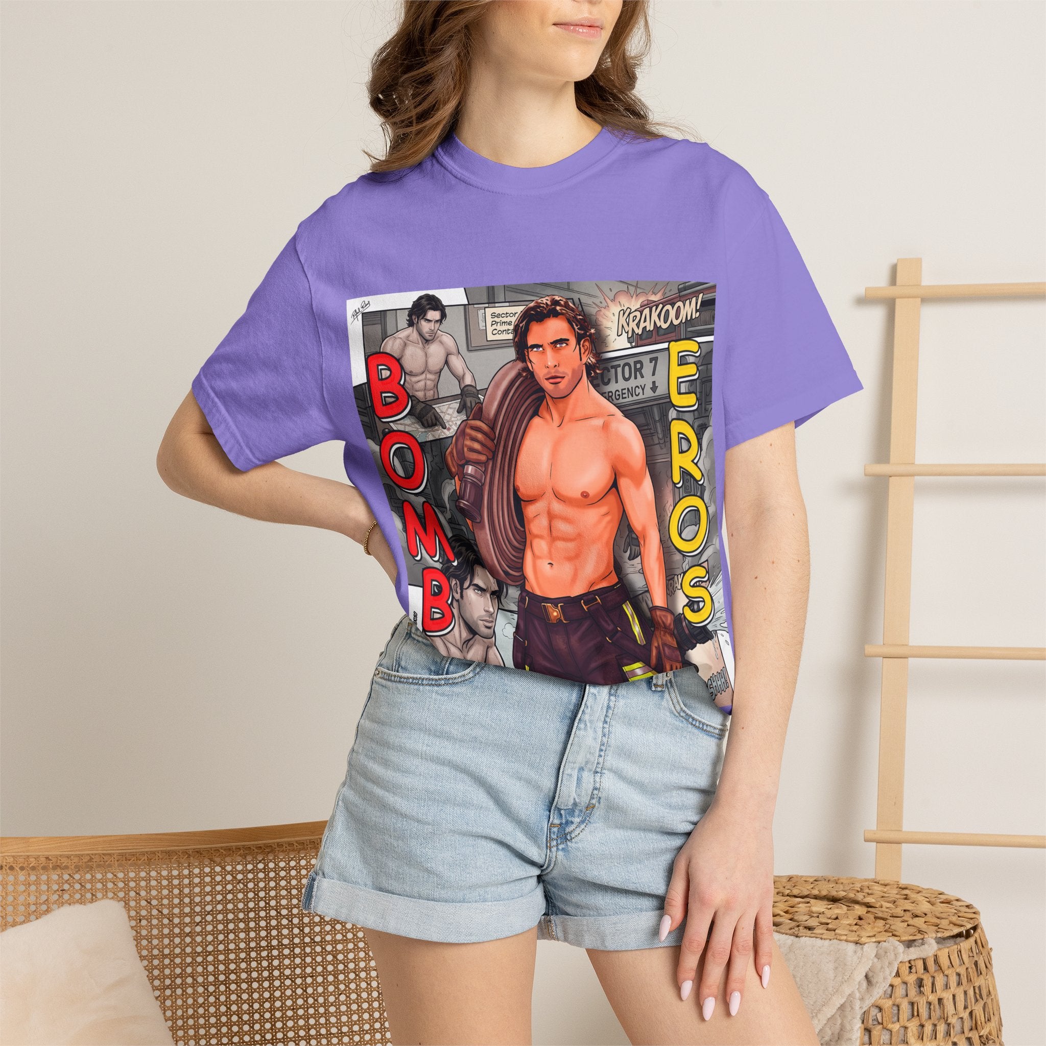 Bomb Eros Graphic T-Shirt — Vintage Comic Muscle Art